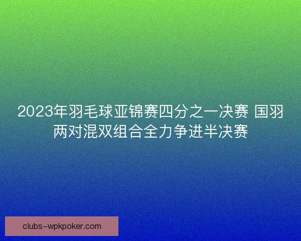 2023年羽毛球亚锦赛四分之一决赛 国羽两对混双组合全力争进半决赛 2023年羽毛球亚锦赛四分之一决赛 国羽两对混双组合全力争进半决赛